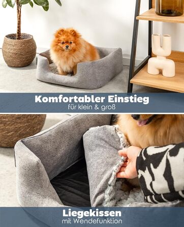 Крісло-лежанка для собак та котів Lionto з м'яким двостороннім подушкою, 60x50 см, сірого кольору