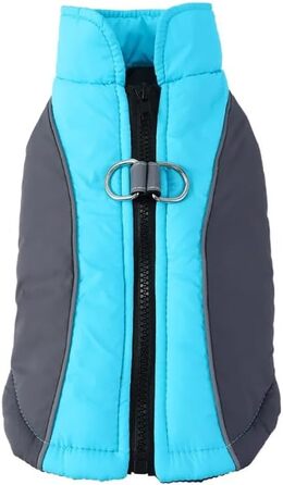 Водонепроникна тепла куртка для собак, відбиваючі елементи, D-Ring, блакитна, розмір M