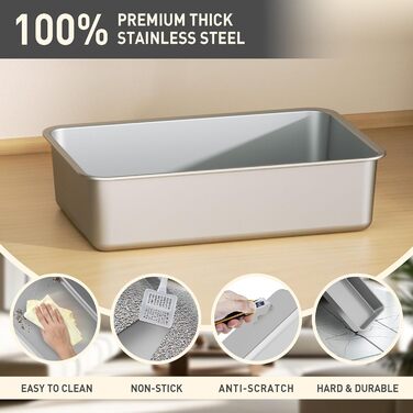 Кігтеточка-лоток для котів Citylife Edelstahl з кришкою, XXL, закритий, з двома входами, килимок для котячого туалету та совком, легко чиститься, нейтралізатор запаху, темно-сірий