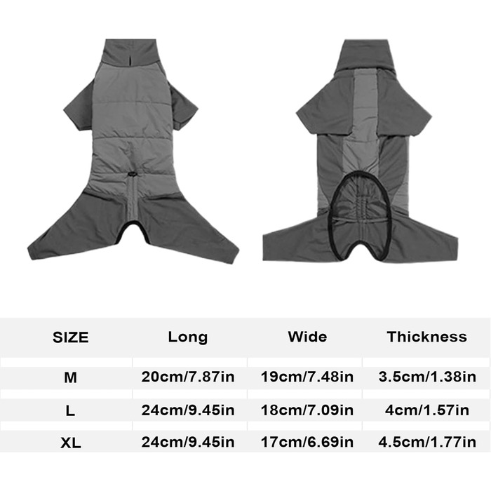 Зимовий одяг для собак: теплий, вітронепроникний, з коміром. Регульований зимовий одяг для маленьких, середніх та великих собак. Ідеально для прогулянок, походів, кемпінгу. Розмір XL (сірий)