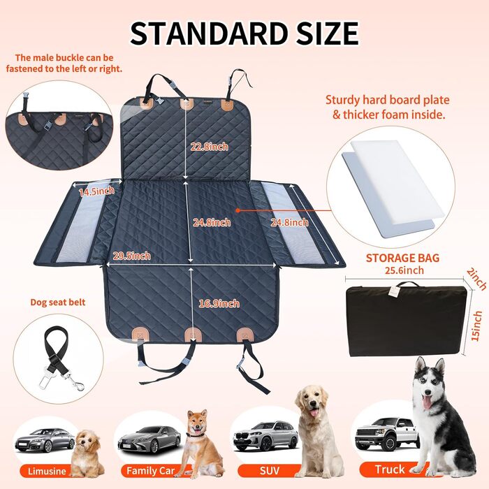 Захисний чохол на сидіння автомобіля для собак Paw Jamboree - великий, для заднього сидіння