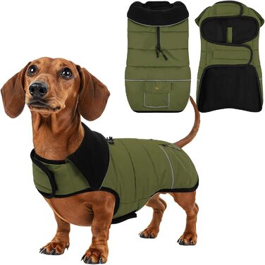 Зимовий теплий водонепроникний одяг для собак, куртка для активного відпочинку, розмір M (обхват грудей 53 см), колір зелений