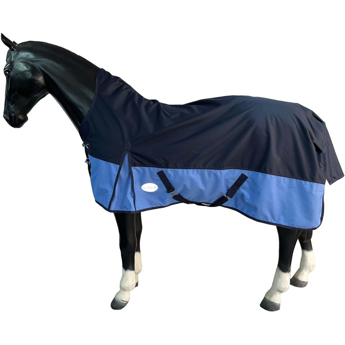 Зимова кінська попона eQuitack, 600D, 50 г, водонепроникна, високий комір, багатобарвна, 165 см, синя