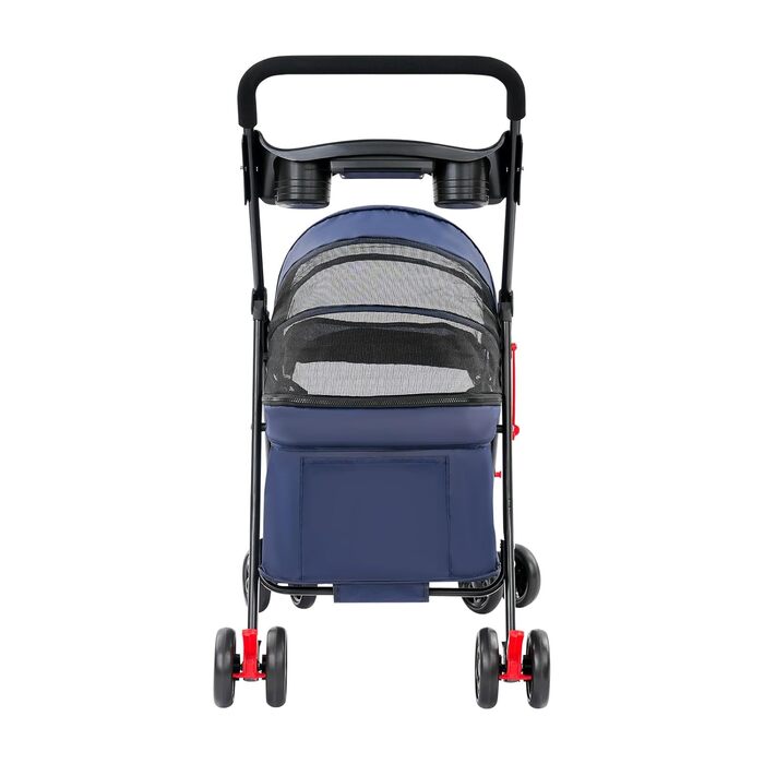 Візок для собак до 18 кг, складаний, легкий та портативний. Ідеальний для маленьких та середніх собак/кішок. Дихаюча сітка, тримач для напоїв та гальмівна система. Колір: морська хвиля