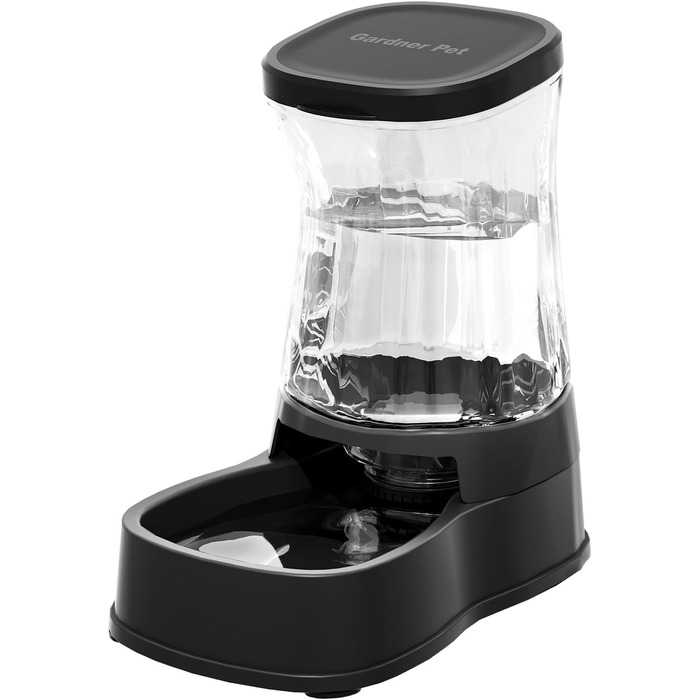 Автоматичний диспенсер води для котів та собак Gardner, 3.85L, без струму, BPA Free, гравітаційний, для середніх/великих тварин (чорний)