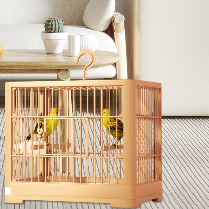 Переносний клітка-переноска для птахів: канарейок, хвилястих папужок, ара, ньомуфенсиків. Оранжева, 32 x 25 x 13 см