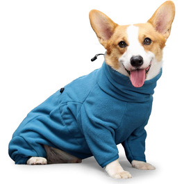 Зимовий одяг для собак: теплий комбінезон-мантій з захистом від випадання шерсті та вітру. Підходить для малих, середніх та великих собак (L, блакитний)