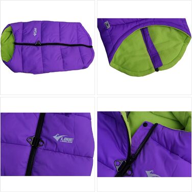Зимова куртка для собак, водонепроникна, вітронепроникна, тепла флісова куртка з блискавкою для маленьких, середніх та великих собак, зелена, розмір L, зелений (S (-9lbs), фіолетовий)