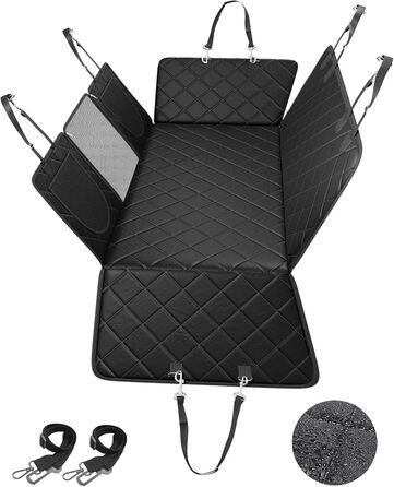 Килимок для собак у машину з жорсткою основою | Водонепроникний, антиковзний, захисний чохол на заднє сидіння авто | Килимок-матрас для собак XXL з 6 шарами та 2 фіксаторами для ременів безпеки