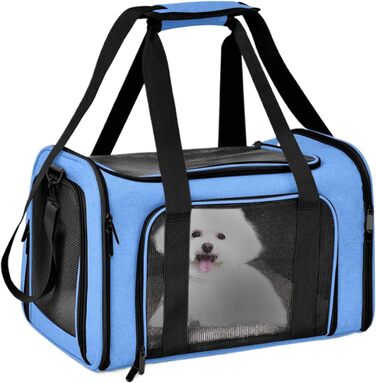 Транспортна переноска для котів та домашніх тварин, переноска для цуценят, зручна переноска для маленьких котів та собак, м'яка, дихаюча переноска для тварин (Блакитна)