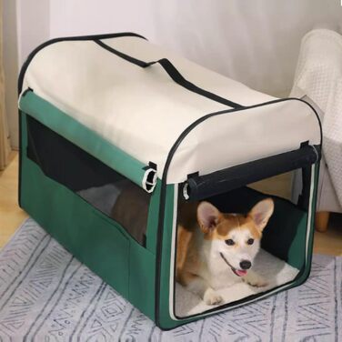 Транспортна сумка для собак, переноска для авто, дорожній аксесуар для тварин з ролетним вікном, Oxford-тканина, складана, дихаюча, міцна (46 x 36.5 x 40 см)