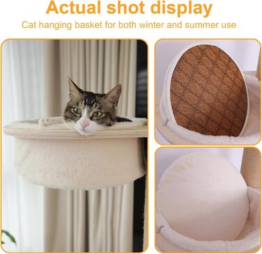 Кліматичний комплекс для котів 4-ярусний з аксесуарами, регульована висота (152,4–289,6 см), плюшеві стійки та великий гамак