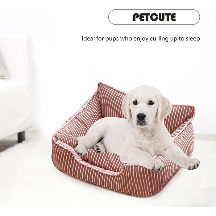 Ортопедичне ліжко для собак Petcute знімний, миючий чохол, антиковзаюче, для маленьких собак, червоний
