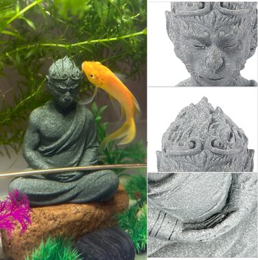 Статуя Будди для акваріума, набір декор для акваріума в стилі дзен з штучними рослинами, статуя медитуючого Будди, пісковик, 11,7 см
