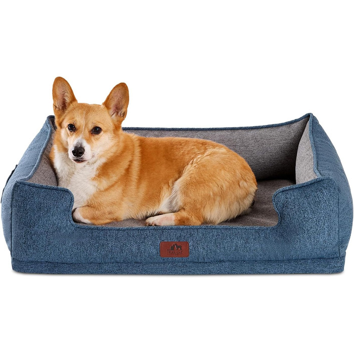 Ортопедичне собаче ліжко Hollypet для середніх собак, зелене, 81.3 x 61.3 x 32 x 24 x 8.5 см, знімний, водонепроникний чохол, антиковзаюча підставка