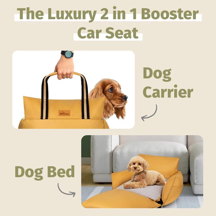 Водонепроникне ліжко-підвищення для собак в авто, переноска для собак, жовта