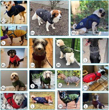 Зимова жилетка для собак - тепла жилетка для собак, бавовна, з нагрудником, червона, розмір S