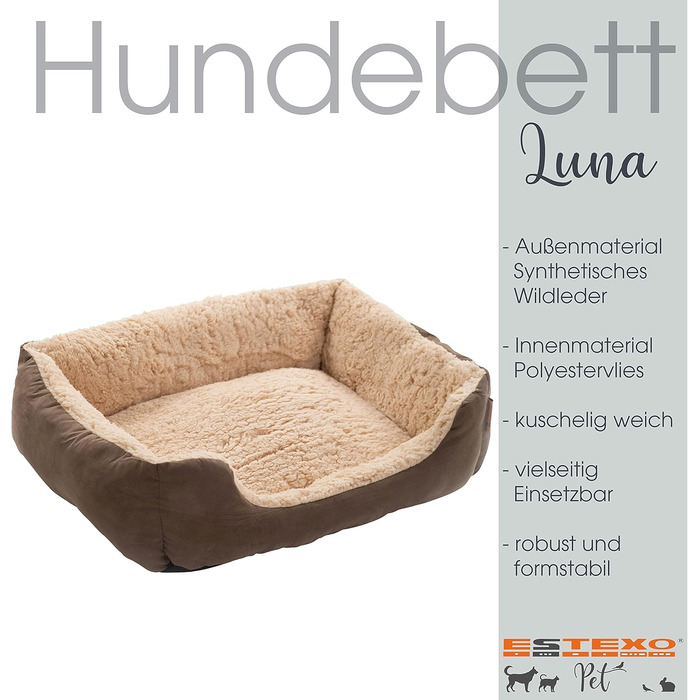 Крісло-ліжко для собак ESTEXO, м'яке, 75x60x19 см, коричневий/бежевий