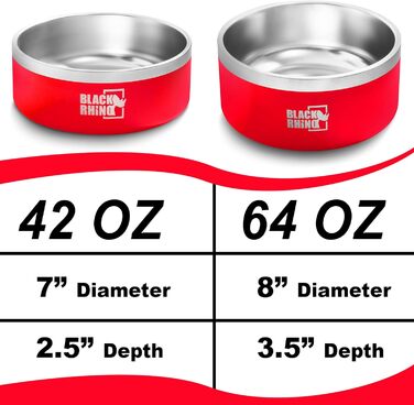 Миска для собак Black Rhino Dura-Bowl, 1,2 л, нержавійка, подвійна ізоляція, нековзна, для малих, середніх і великих порід