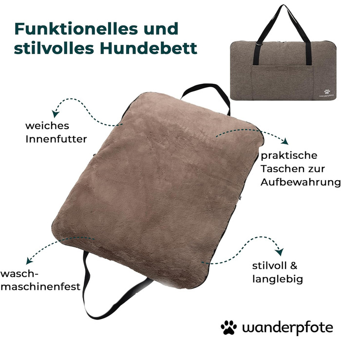 Ортопедичне собаче ліжко для подорожей – зручне та сертифіковане (OekoTex, GSR) – коричневе, розмір L
