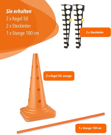 Кінцева перешкода Sportikel24 з жердиною 100 см – для аджиліті, стрибків та слалому (для собак, коней, дітей)