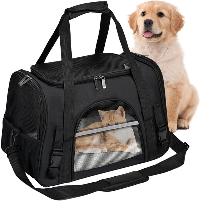 Чорна переносна сумка-рюкзак для собак - трансформер, для маленьких цуценят, складна, легка | Переноска для собак, рюкзак для собак