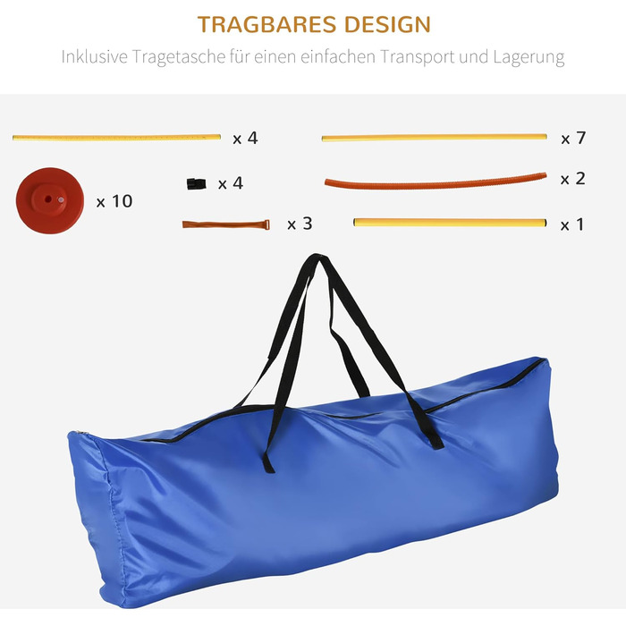 Набір для аджиліті PawHut для собак: 3 елементи, тренування, стрибки, перешкоди, слалом, регульована висота, сумка