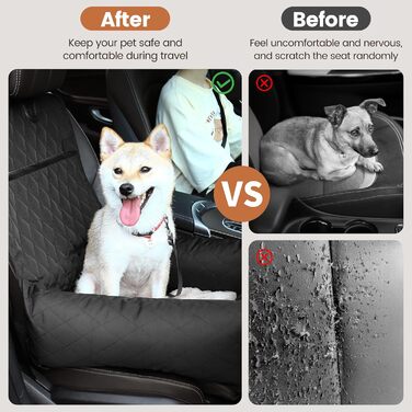 Крісло-підвищувач для собак у машину 2-в-1 з підкладкою та ременем безпеки (Чорний, M)