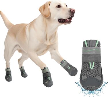 Водонепроникні чоботи для собак - захист від спеки та ковзання, сірий колір, розмір 8 (ширина 7,6 см)