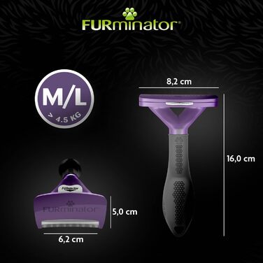 FURminator для котів M-L коротка шерсть – щітка для вичісування підшерстя середніх і великих котів