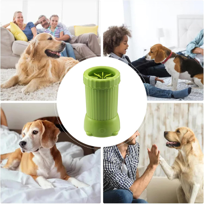 Автоматичний мийка лап для собак: USB-зарядка, для середніх собак, зелена