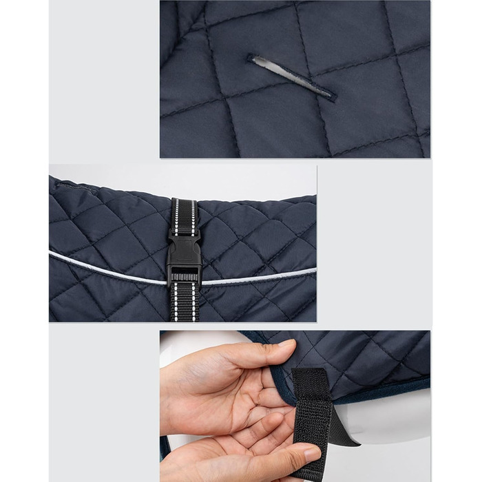 Зимовий теплий одяг для собак: вітронепроникна бавовняна жилетка, утеплена модель для прогулянок, походів, кемпінгу та міста (морська синя)