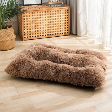 М'яке ліжко для собак квадратне, середнього розміру (94x63 см), кольору верблюжий. Ліжко для домашніх тварин, зручне, тепле, миється. Підходить для собак та котів.