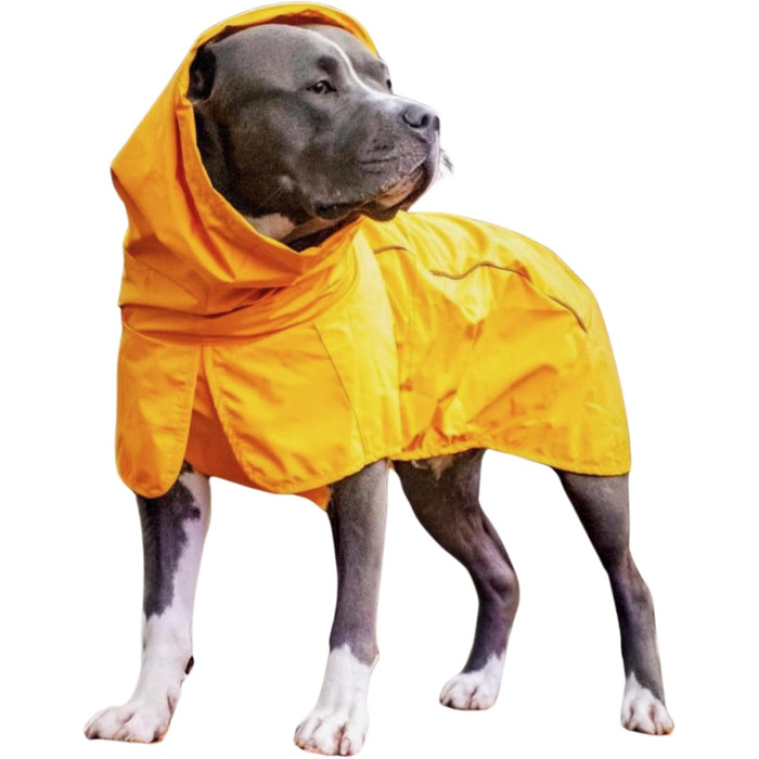Дощовик для собак Spark Paws, водонепроникна та вітрозахисна куртка, дихаюча, з повним захистом, для малих, середніх і великих порід, світловідбивна, гірчично-жовта, розмір 2XL