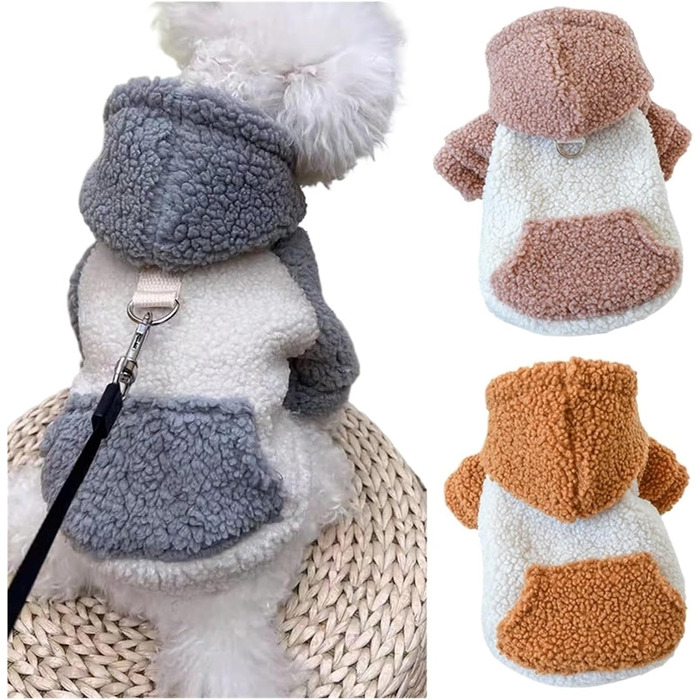 Світшот для собак з капюшоном та пряжкою Berber Fleece, теплий зимовий світшот для маленьких собак, для Yorkie, Spitz, дрібних порід (Кофе, розмір XL, підходить для ваги 6-7.5 кг)