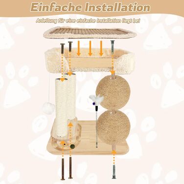 Інтерактивна іграшка для котів з дерева 6 в 1: меблі, кулі, м'яч, килимок, дряпка, кішка для середніх та маленьких котів