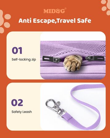 Транспортувальна сумка для котів та маленьких собак MIDOG, м'яка, TSA-сертифікована, для подорожей літаком, під сидіння, з розширеним простором та надійними застібками, оливковий/листяний колір