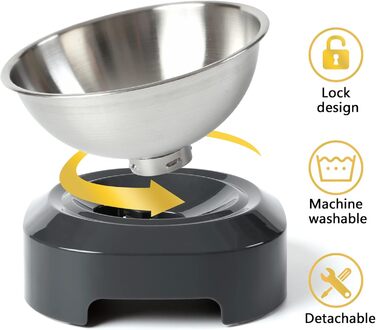 Миска для котів з нахилом 15°, нержавіюча сталь, харчова якість, миється в посудомийній машині, силіконова основа, для котів та цуценят, 1 шт.