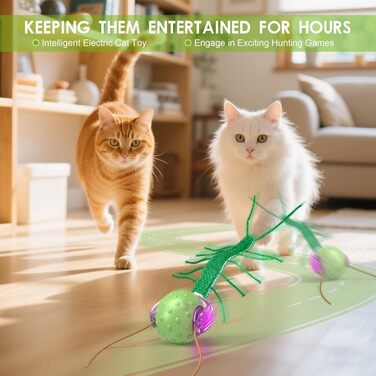 Інтерактивна іграшка для котів FLERDMAU - автоматичний м'ячик з імітацією звуків птахів, USB-зарядка, для дому (зелений)