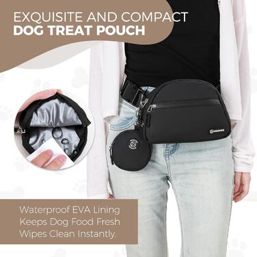 Сумка для дресирування собак Leckerlibeutel, з невеликим кишеньковим мішечком, вбудованим диспенсером для пакетів та тримачем для собачих екскрементів, кремового кольору (чорний)