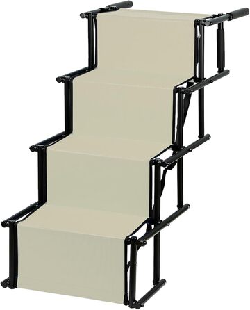 Рампа для собак Homewell - розкладна, до 70 кг, регульована - для маленьких, середніх, великих та хворих собак. Легко зберігати (Бежева)