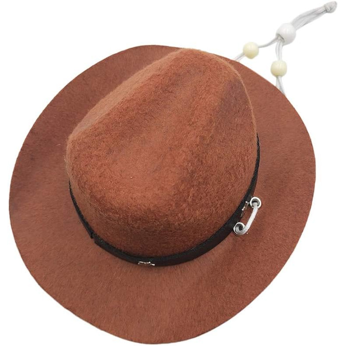 Капелюх ковбойський для собак та котів POPETPOP – веселі святкові капелюхи для домашніх тварин, аксесуари для костюмів на Хелловін та Різдво (колір кавовий)