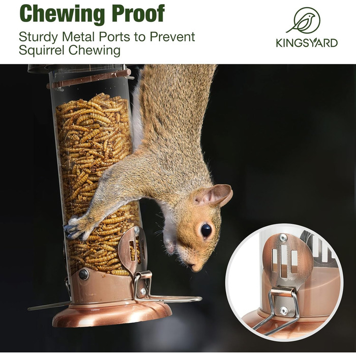 Годівниця для птахів Kingsyard з підсвічуванням, підвісна, для синиць, червоноглуш, малих птахів та синиць, антична мідь