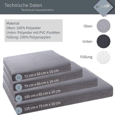 Ортопедичне собаче ліжко з знімним та пральним чохлом, світло-сірий колір, розміри XS