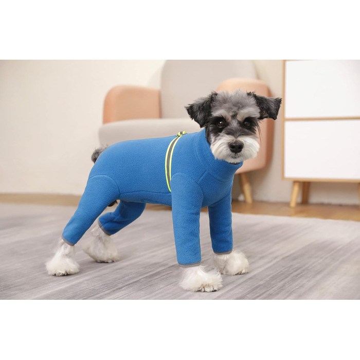 Тепла флісова куртка для собак, зимовий одяг для цуценят, тепла куртка з капюшоном, теплий комбінезон для собак, з кільцем D, для холодної погоди, для собак маленьких та середніх порід, розмір XXL (блакитний) 2XL - довжина спини 40 см, блакитний