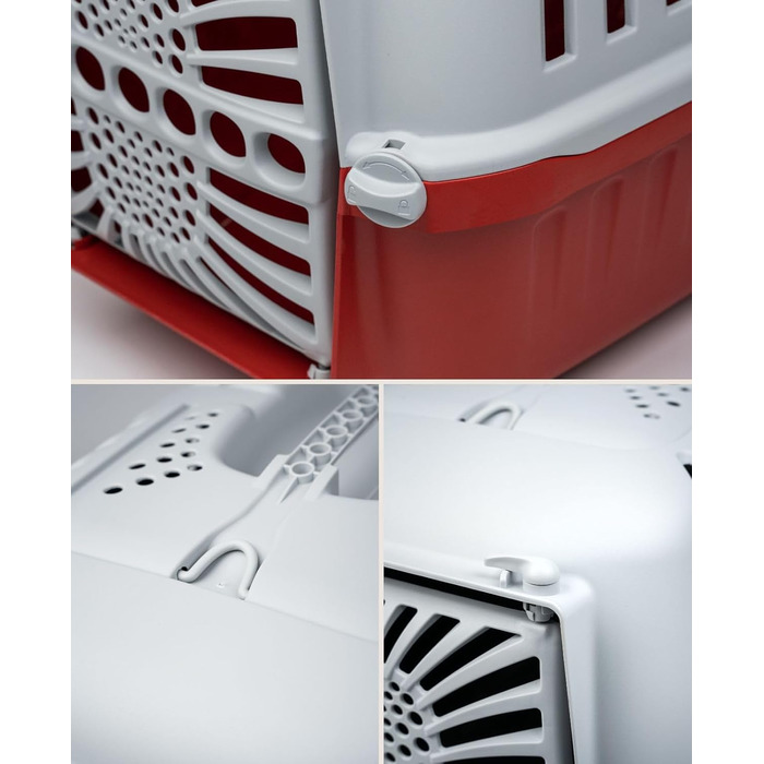 Транспортний бокс для собак Lionto з міцного переробленого пластику, 55x36x36 см, з практичним замком та ручкою, підходить для котів та дрібних тварин, для тварин до 15 кг, сірий