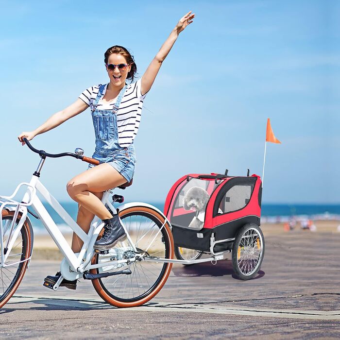 Фаркоп для велосипеда Costway для собак до 40 кг, червоний