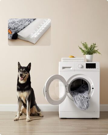 Ліжко для собак Feandrea FluffyHug XL, ортопедичне, знімний та праний чохол, для середніх і великих порід, 106x80x23 см, омбре-сірий
