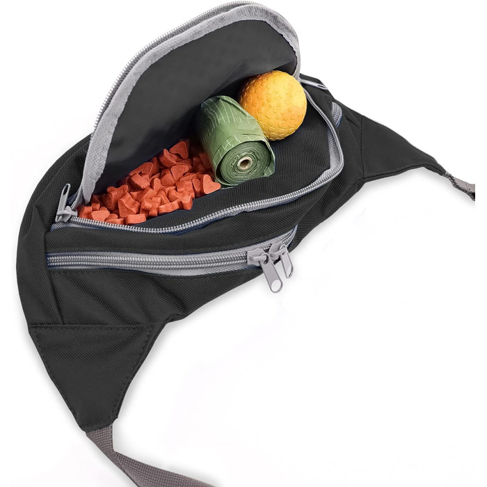 Сумка для ласощів для собак з персональним ім'ям | Сумка для дресирування собак | Чорний/Світло-блакитний