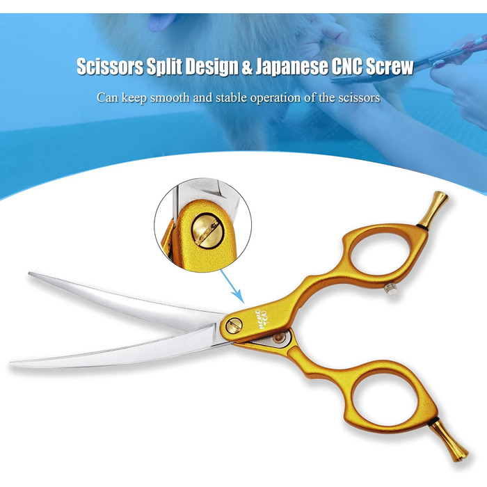 Професійна вигнута ножиця для грумінгу собак, 16,5 см, 440C сталь, для обличчя та лап